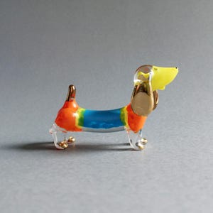 Hand Blown Glass Dachshund Figurine: 22k Gold Trim, Collectible Dog Art