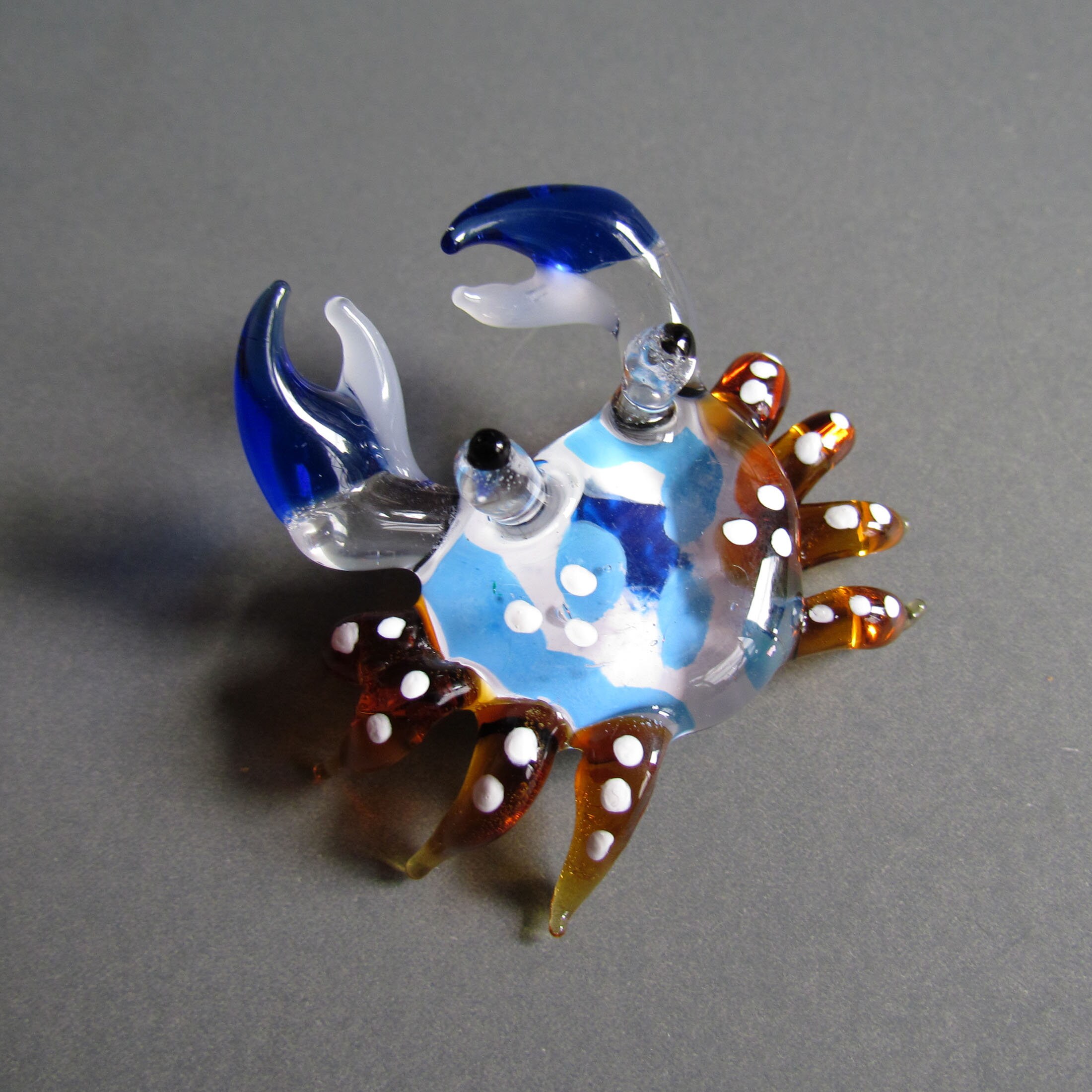 Hand Blown Glass Crab Figurine Crab Glass Painted Collectible Décor ...