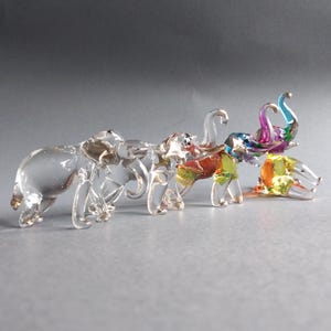 Glass Elephant Figurine: Miniature Animal Decor, Gold Trim
