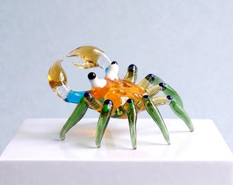 カニガラス、アートガラスのカニ、吹きガラスのカニ、ガラス製の彫刻