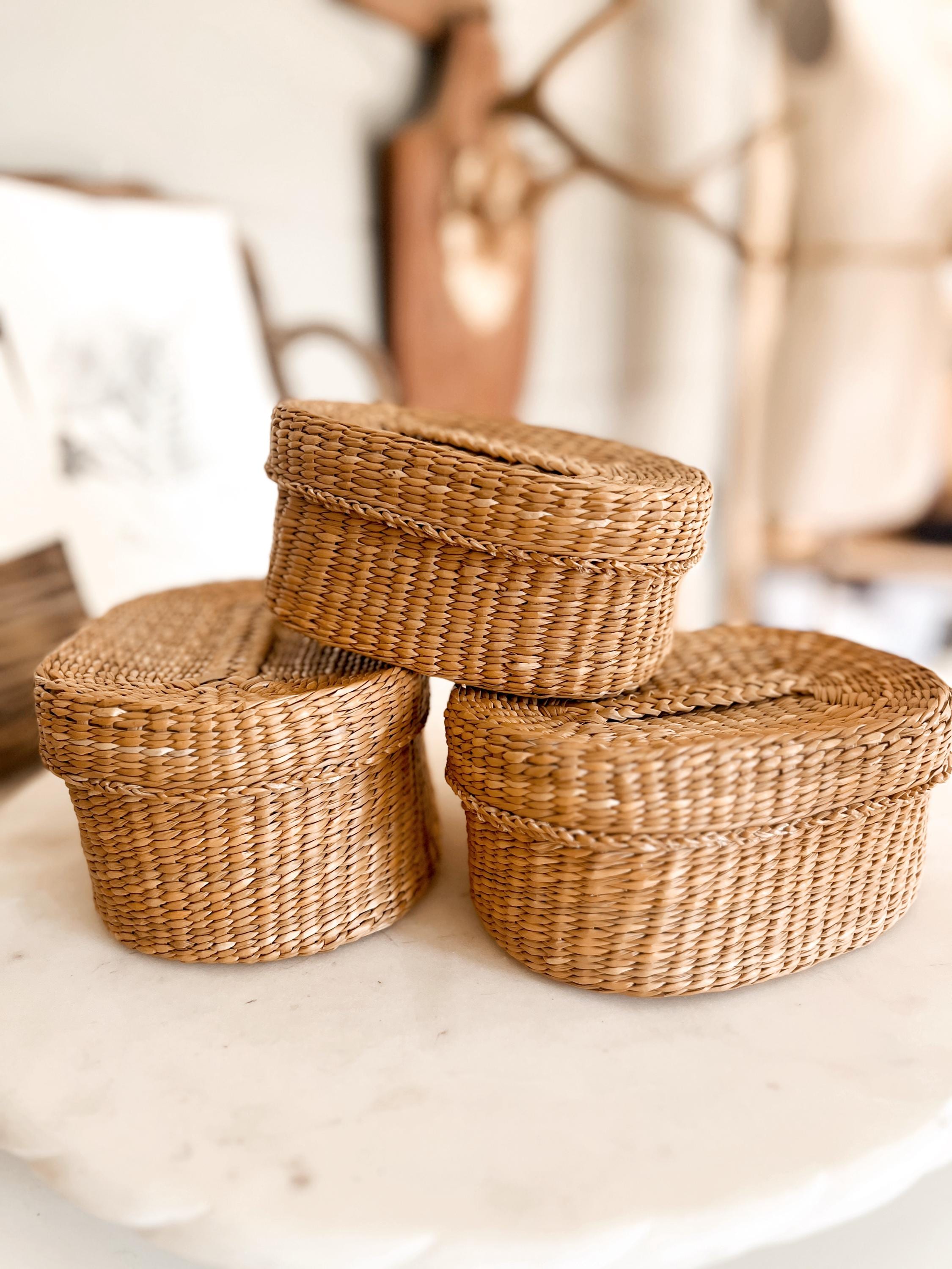 Vintage Basket With Lid and Handle - Etsy