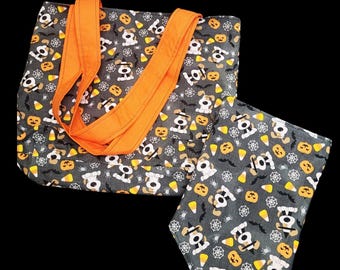 Set de pañuelo y bolsa de golosinas para perro de Halloween: disfraz de maíz dulce fantasma
