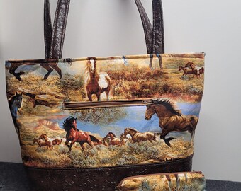 Bolso de mano hecho a mano con bolsa con cremallera a juego