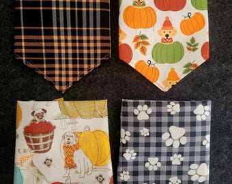 Bandana de otoño para perro: a cuadros y calabaza, estilo otoñal
