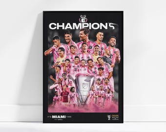 Inter Miami Meisters Team Poster - Illustrierter Collagen-Stil