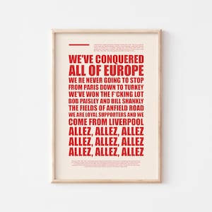 Liverpool FC Allez Allez Poster | Liverpool FC Wall Art | Soccer Stadium Print | Football Fan Gift | Digital Download
