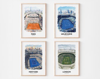 Tennis Court Posters - Vintage Minimalist Style