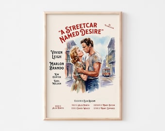 A Streetcar Named Desire Movie Poster | Vintage Christmas Wall Art | Classic Film Print