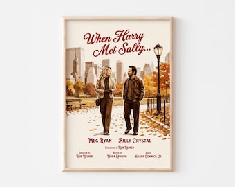 Poster del film Harry ti presento Sally / Arte murale natalizia vintage / Stampa di un film classico