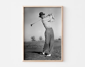 Ben Hogan Golf Poster | Retro Vintage Black & White Golf Wall Art | Digital Download