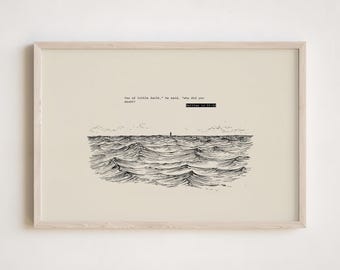 Matthew 14:22-33 Poster – Minimal Line Faith on the Water Print Wall Art