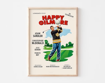 Happy Gilmore Movie Poster | Vintage Movie Style | Retro Comedy Film Art