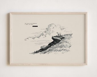 Psalm 23:1 Print – Minimalist Bible Verse Wall Art (Digital Download)