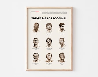 Poster delle leggende del calcio / Tributo ai più grandi giocatori / Download digitale A3