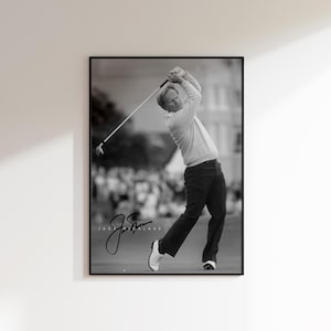 Póster de golf de Jack Nicklaus / Arte mural de golf retro vintage en blanco y negro / Descarga digital