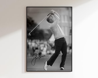 Jack Nicklaus Golf Poster | Retro Vintage Black & White Golf Wall Art | Digital Download