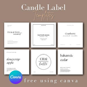 Bearbeitbares Kerzenetiketten-Bundle, benutzerdefinierte Kerzenetiketten, Kerzenaufkleber für minimalistisches Geschäft, modernes Kerzenetikettendesign, Canva-Etikettenvorlage
