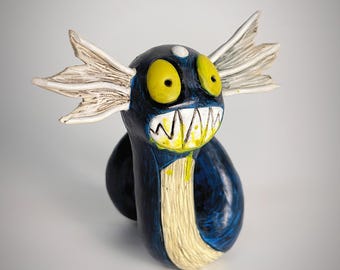 Handmade Gothic Dratini Figurine – Dark Pokémon Sculpture