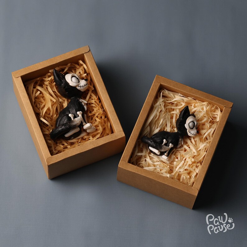 Gotisk kattfigur, handmålad kattstaty i harts, läskig kattdekor, mörk fantasiskulptur, gotisk heminredning, Halloween-kattpresent bild 13