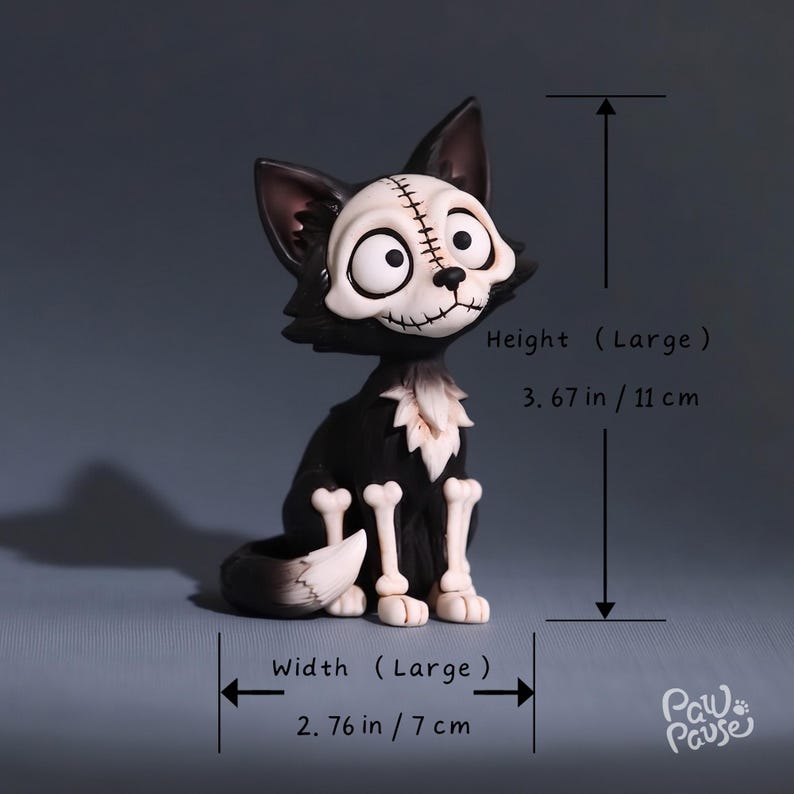 Gotisk kattfigur, handmålad kattstaty i harts, läskig kattdekor, mörk fantasiskulptur, gotisk heminredning, Halloween-kattpresent bild 11
