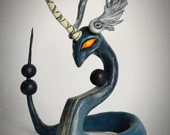 Gothic Dragonair Figurine – Handmade Dark Pokémon Sculpture