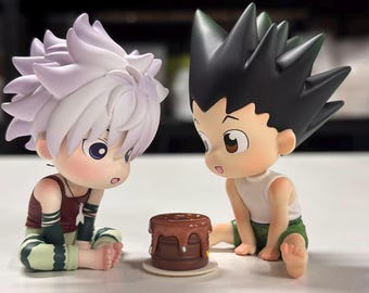 Handmade Killua Gon Anime Figurines – Summer Birthday Cake Set (10-15cm)
