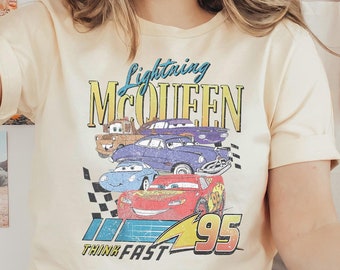 Camiseta de Lightning McQueen, camiseta retro de la película Cars de Radiator Springs, sudadera de la película Cars de Disney, camiseta de viaje familiar de Disney, camiseta McQueen para niños