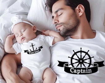 Captain and First Mate Shirt Set, Daddy and Me Matching Outfits, Father’s Day Gift for Dad, Dad and Baby Nautical Shirts, Cute Dad Gift