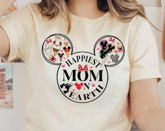 地球上で最も幸せなママ T シャツ、ディズニー ママ オン アース スウェットシャツ、ディズニー トリップ シャツ、ミッキー ミニー ママ シャツ、ママ ギフト シャツ、ディズニー ママ シャツ