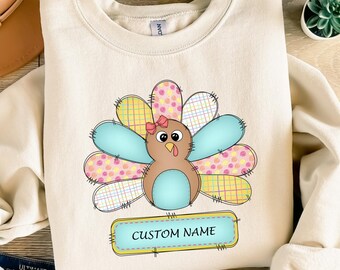Custom Thanksgiving Sweatshirt, Cute Turkey Name Sweatshirt, Toddler Fall Outfit, Personalized Turkey Day Tee, Thanksgiving family Shirt