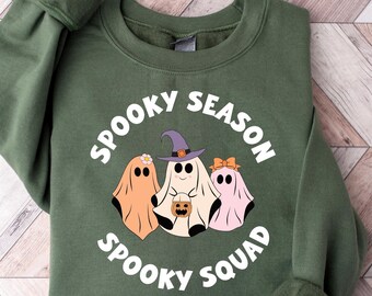 Spooky Squad Spooky Season Sweatshirt, Spooky Vibes shirt, Cute ghost shirt, Spooky ghost shirt, Halloween Costume, Halloween Crewneck
