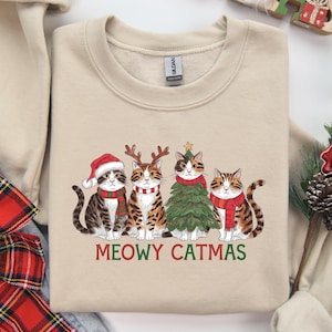 Cat Christmas Sweatshirt, Cat Lover Christmas Shirt, Meowy Christmas Shirt, Christmas Cat Mom Sweater, Catmas Gift for Christmas, Cat Shirts
