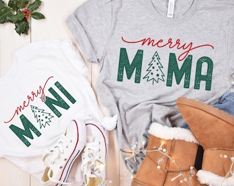 Mama and Mini Christmas Shirt, Mom and Baby Matching, Daughter Kid Sweatshirt,Christmas Crewneck,Baby Girl Romper Gift,Mommy and Me Matching