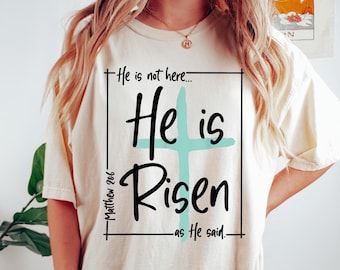 He is not here, He is risen shirt, easter shirt, Jesus Cross shirt, Christian Easter shirt, Resurrection shirt, Christ arose Tee,Faith Shirt