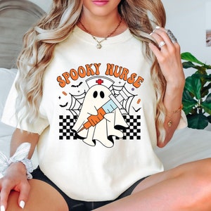 Spooky Nurse Shirt, Ghost Nurse Shirt, Cute ghost Shirt, Halloween Nurse Sweatshirt, Nurse Sweater, Halloween Gift for Nurse, Spooky Season