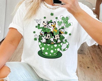 Camiseta de San Patricio de Mickey y sus amigos, camiseta del día de San Patricio de Disney, camiseta del día de San Patricio de Mickey, camiseta de la familia Disney, camiseta con orejas de Disney