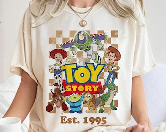 Retro Disney Toy Story-shirt, geruit Disney World Toy Story-shirt, sweater Toy Story-personages, Disney Family-shirts, Disney Trip-shirt