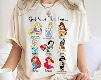 Camiseta de princesa de Disney, camiseta de vacaciones de Disney, camiseta cristiana de Disneyland, camiseta de vacaciones familiares, camiseta de Dios dice, regalo divertido de princesa, versículo bíblico