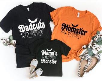 Momster, Dadcula and Little Monster Shirts, Matching Family Sweatshirts for Halloween, Spooky Family Shirts, Halloween Family Sweatshirts