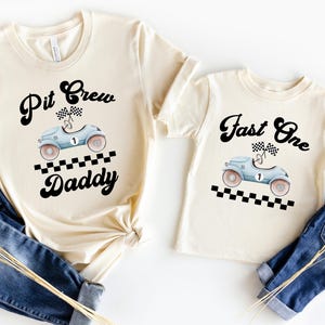 Fast One Pit Crew Birthday Shirt, Car Race Birthday Shirt, Birthday Boy Shirt, Family First Birthday Party Tee, Fast One 1st Birthday Shirt zdjęcie 1