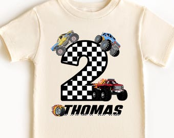 Personalized Monster Truck Birthday Shirt, Race Car Party Tee