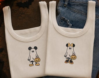 Retro Mickey Minnie Halloween Tank Top, Mickey Ghost Minnie Ghost Shirt, Spooky Season Outfit
