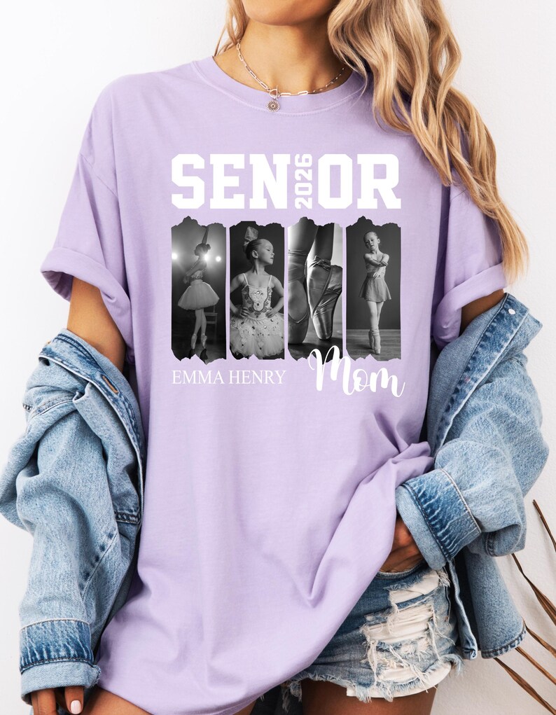 Camiseta personalizada para mamás de baile senior 2026, camiseta personalizada con foto y nombre de bailarina, camiseta para amantes del baile, camiseta personalizada para mamás de equipo, camiseta para recital de baile imagen 12