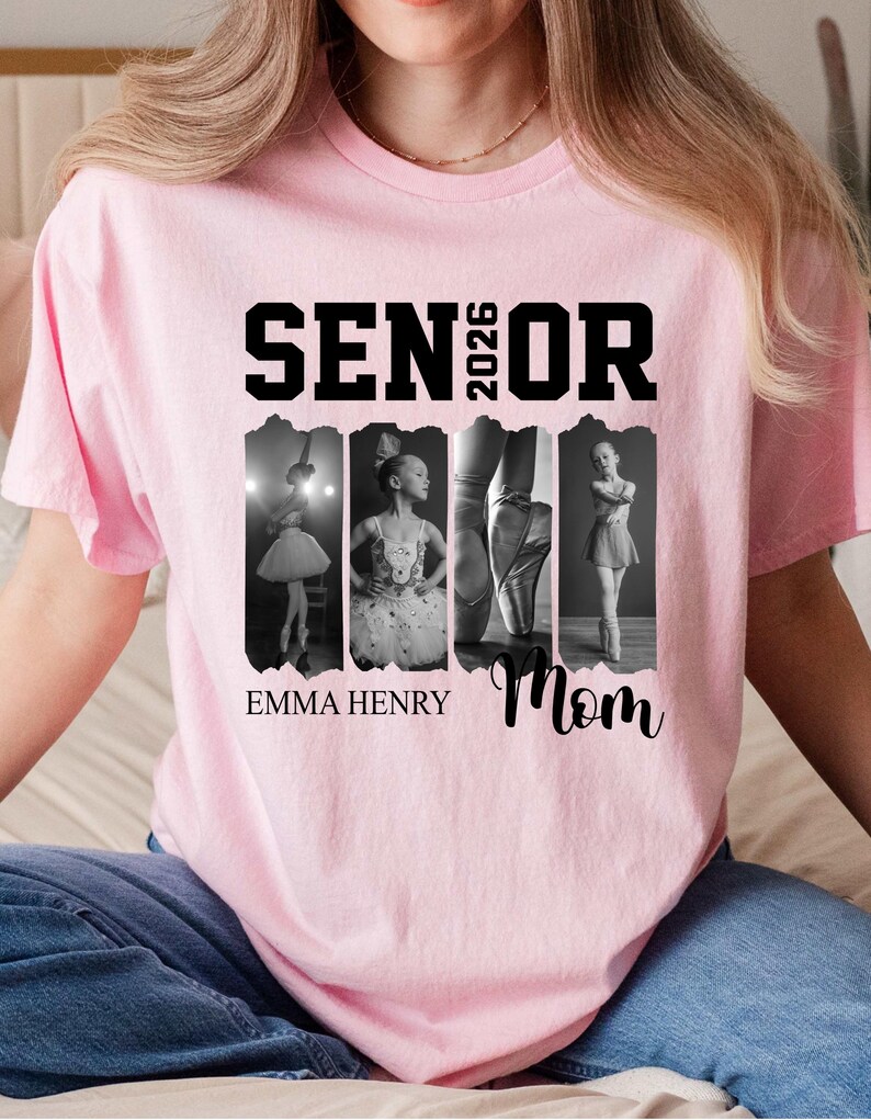 Camiseta personalizada para mamás de baile senior 2026, camiseta personalizada con foto y nombre de bailarina, camiseta para amantes del baile, camiseta personalizada para mamás de equipo, camiseta para recital de baile imagen 10