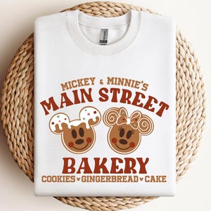 Mickey and Minnie Main Street Bakery Sweatshirt, Disney Christmas Gingerbread Shirt, Disney Christmas Shirt, Disney Christmas Cookies Shirt
