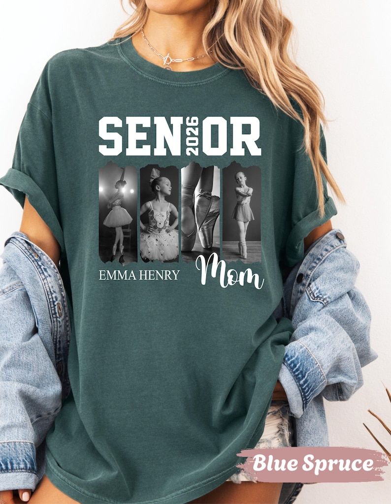 Camiseta personalizada para mamás de baile senior 2026, camiseta personalizada con foto y nombre de bailarina, camiseta para amantes del baile, camiseta personalizada para mamás de equipo, camiseta para recital de baile imagen 7