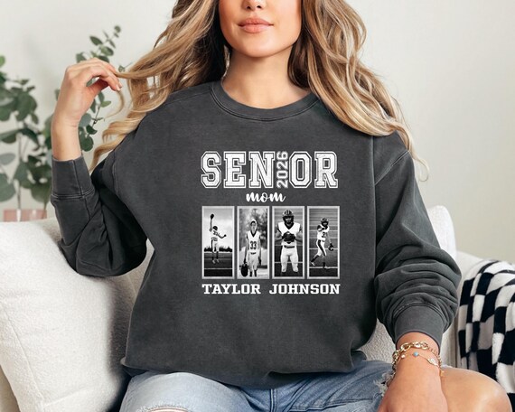 Custom Senior Football Mama Sweatshirt, Custom Photo Mom Sweatshirt, Senior Night Mom Sweat, School Team Mom Hoodie, Gift for Football Mom