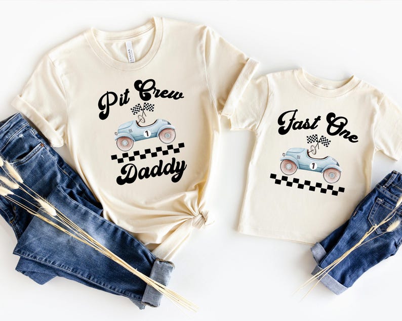 Fast One Pit Crew Birthday Shirt, Car Race Birthday Shirt, Birthday Boy Shirt, Family First Birthday Party Tee, Fast One 1st Birthday Shirt zdjęcie 1