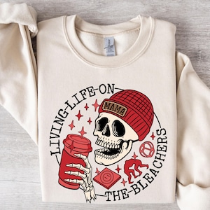 Living Life on the Bleachers Mama Shirt, Skull Sweatshirt, Skellington Coffee Tee, Sports Mama Sweater, Gift For Mama, Wrestling Mama Shirt