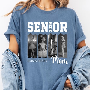 Camiseta personalizada para mamás de baile senior 2026, camiseta personalizada con foto y nombre de bailarina, camiseta para amantes del baile, camiseta personalizada para mamás de equipo, camiseta para recital de baile imagen 3